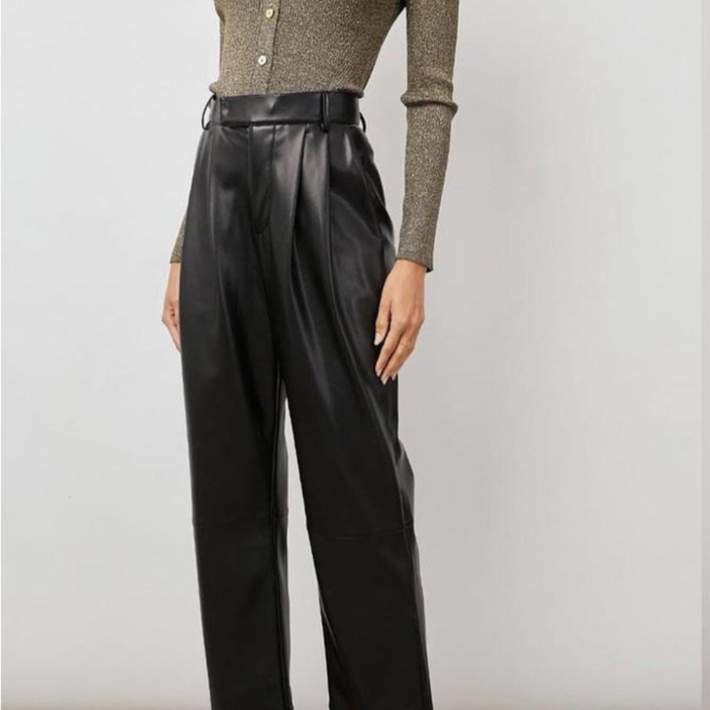 NWOT…. Rails Glossy Black High-Waisted Vegan Leather Trousers